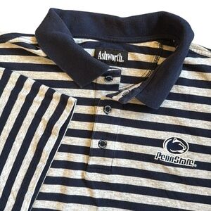 Penn State University Nittany Lions Polo Shirt Navy Blue/Gray Stripe Gameday XL